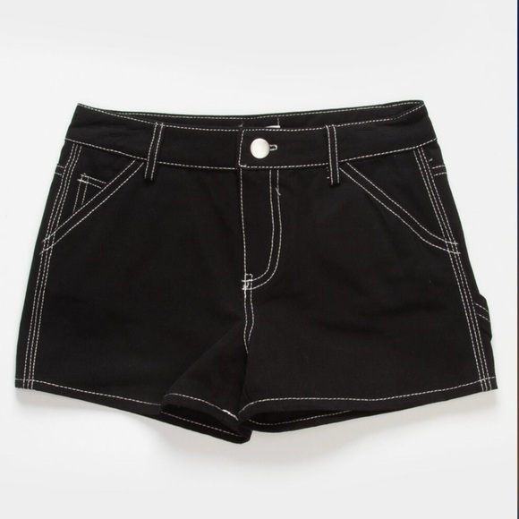 Black Women's FULL TILT Carpenter Twill Girls Shorts Sz M - Picture 1 of 5